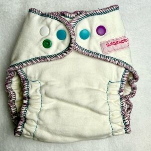 Sloomb bamboo fleece diaper with Multicolor Snaps, size Small